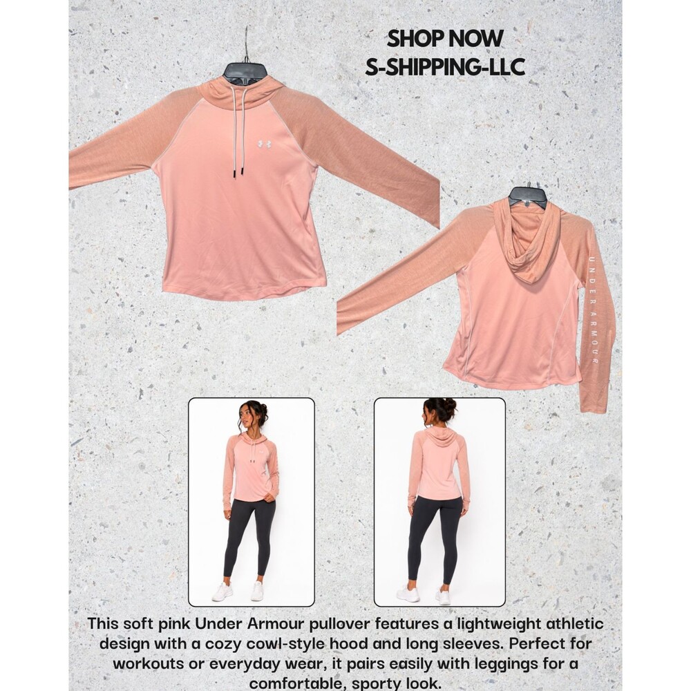 Under Armour Women’s Pink Hooded Long Sleeve Athletic Pullover Top